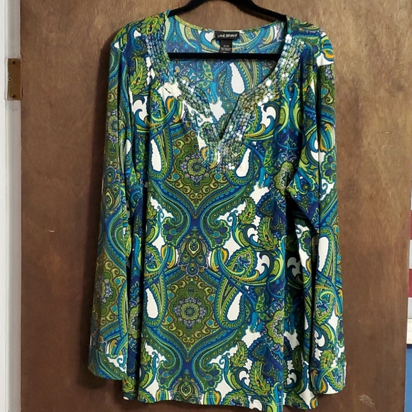 Lane Bryant Tops - Classy Lane Bryant Blouse w/sequin accented neckline
